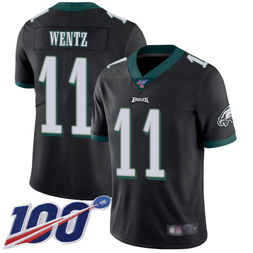 Men Philadelphia Eagles #11 Carson Wentz Black Alternate Vapor Untouchable NFL Jersey Limited Player